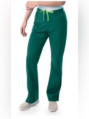 Landau Teal Scrub Pants with Lime Drawstring
